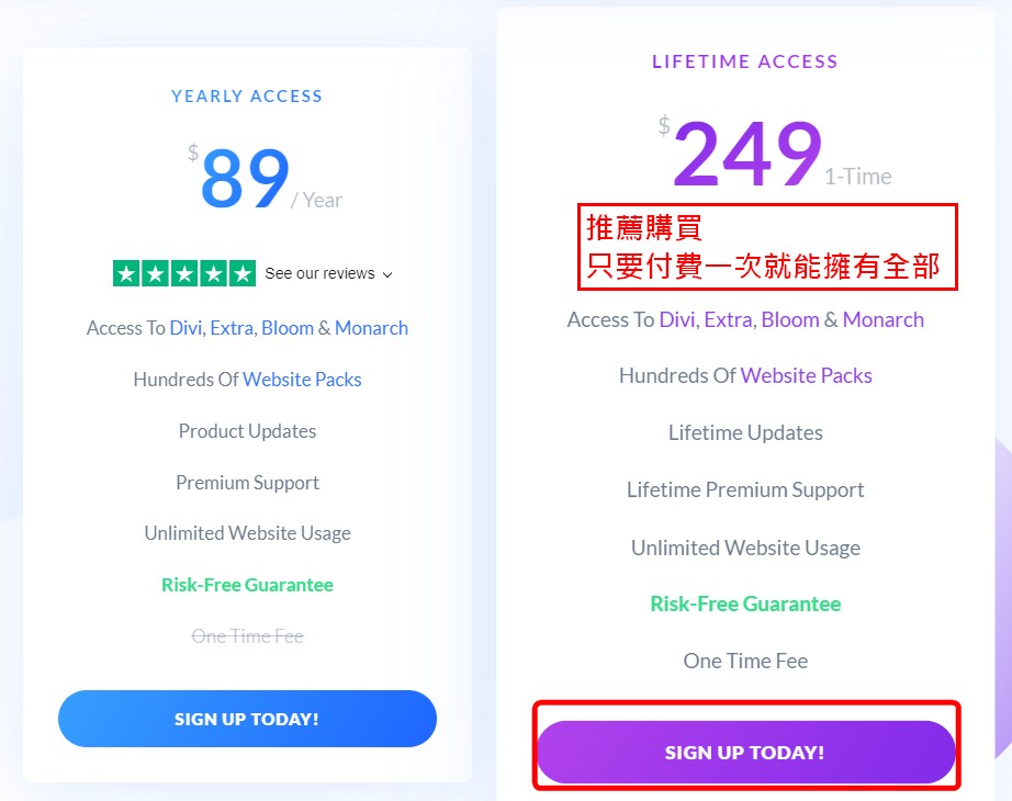 購買 Divi主題 - 終身方案